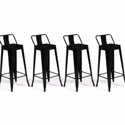 IDMarket Tabourets de bar métal noir avec dossier* Collection Métal|Collection Industrielle