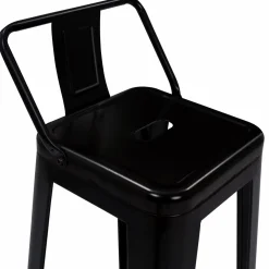 IDMarket Tabourets de bar métal noir avec dossier* Collection Métal|Collection Industrielle