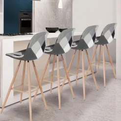 IDMarket Tabourets de bar scandinaves patchworks noir, gris et blancs* Collection Scandinave|Tabourets De Bar