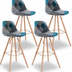 IDMarket Tabourets de bar scandinaves bleu patchwork* Collection Scandinave|Chaises De Bar