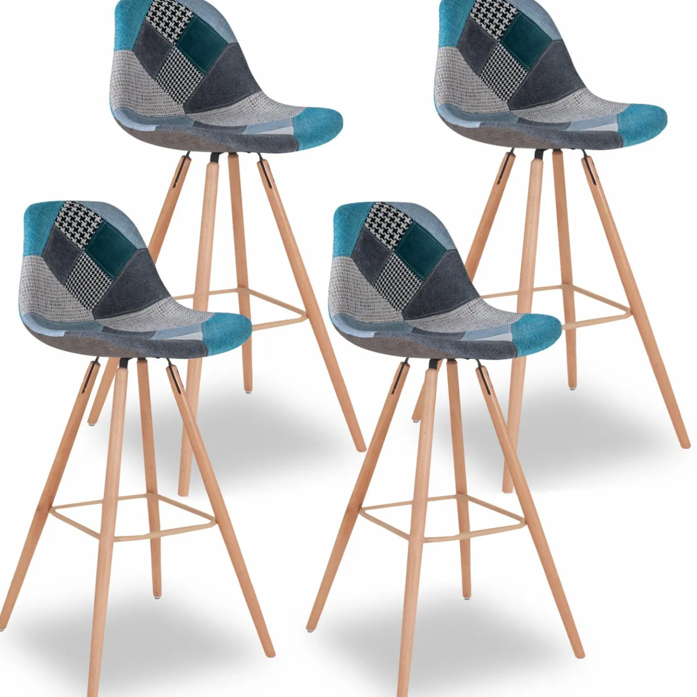 IDMarket Tabourets de bar scandinaves bleu patchwork* Collection Scandinave|Chaises De Bar