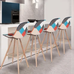 IDMarket Tabourets de bar scandinaves patchwork multicolore* Collection Scandinave|Tabourets De Bar