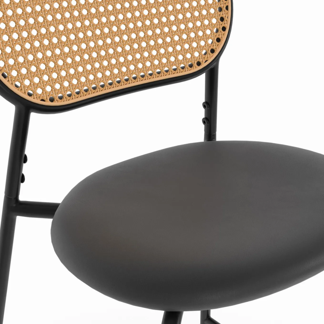 IDMarket Tabourets de bar vintage métal noir et cannage* Tabourets De Bar