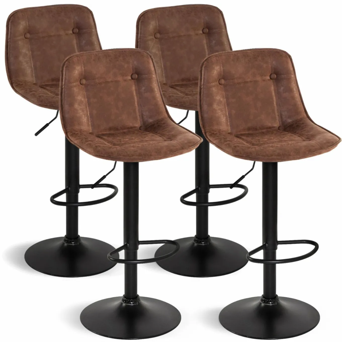 IDMarket Tabourets réglables en hauteur marron* Collection Vintage|Tabourets De Bar