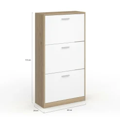 IDMarket Étagère à chaussures 3 portes* Meubles Hauts|Petits Meubles