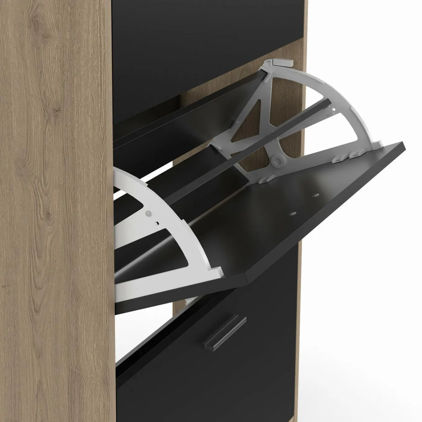 IDMarket Étagère à chaussures imitation hêtre et portes noires* Meubles Hauts|Petits Meubles