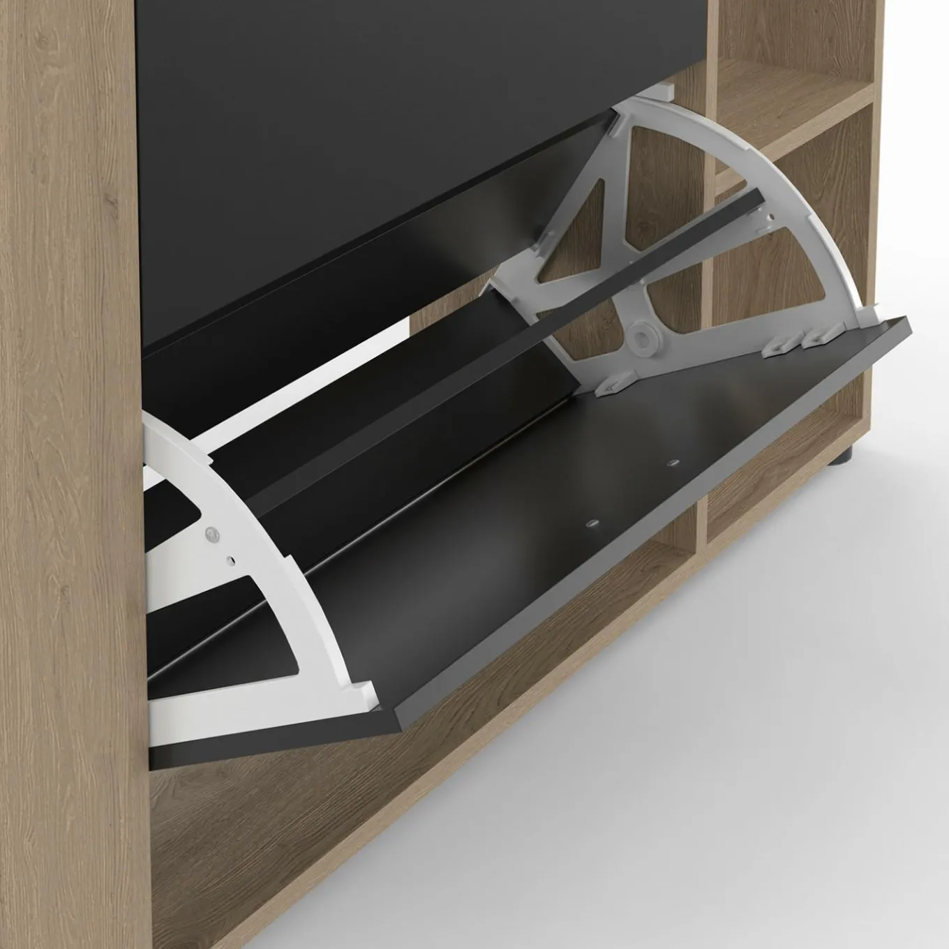 IDMarket Étagère à chaussures imitation hêtre avec 2 portes noires* Petits Meubles|Meubles À Chaussures