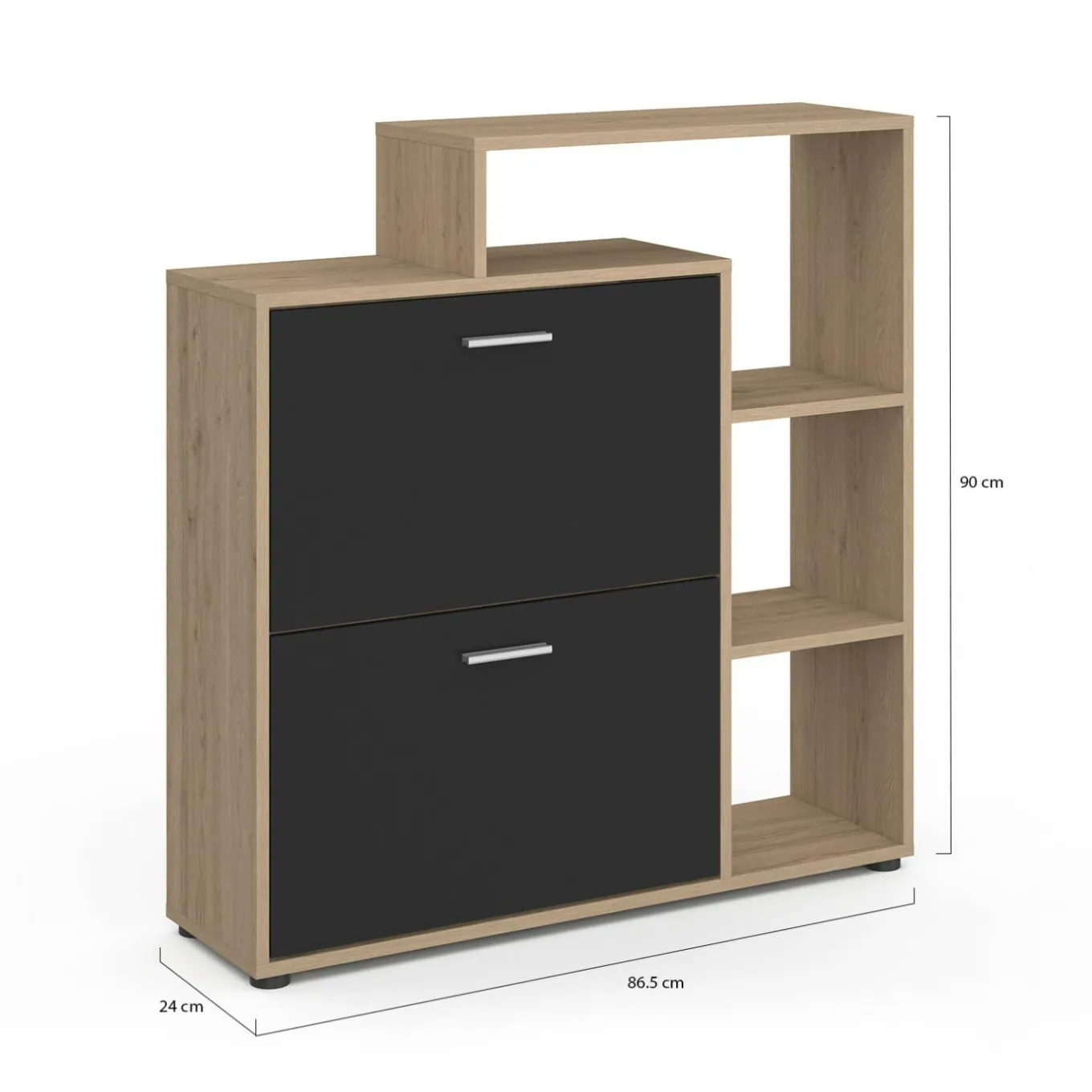 IDMarket Étagère à chaussures imitation hêtre avec 2 portes noires* Petits Meubles|Meubles À Chaussures