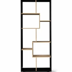 IDMarket Étagère 161 cm double position bois imitation hêtre et noir* Collection Agencement Magasin|Collection Télétravail