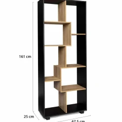 IDMarket Étagère 161 cm double position bois imitation hêtre et noir* Collection Agencement Magasin|Collection Télétravail