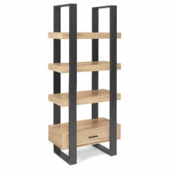IDMarket Étagère 4 niveaux industrielle bois et noir avec tiroir* Meubles Tiroirs|Collection Contemporaine
