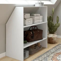 IDMarket Étagère sous pente blanche 2 niveaux* Meubles Blancs|Meubles En Bois