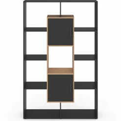 IDMarket Étagère bibliothèque 11 compartiments noir et effet bois* Collection Agencement Magasin|Collection Télétravail