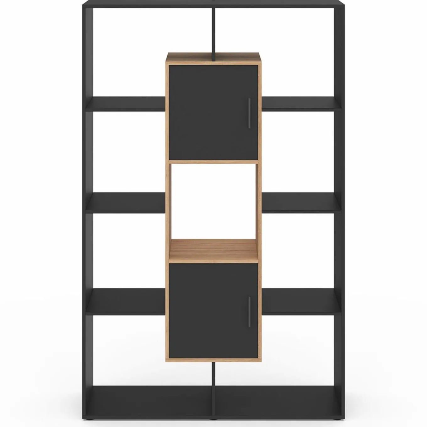 IDMarket Étagère bibliothèque 11 compartiments noir et effet bois* Collection Agencement Magasin|Collection Télétravail