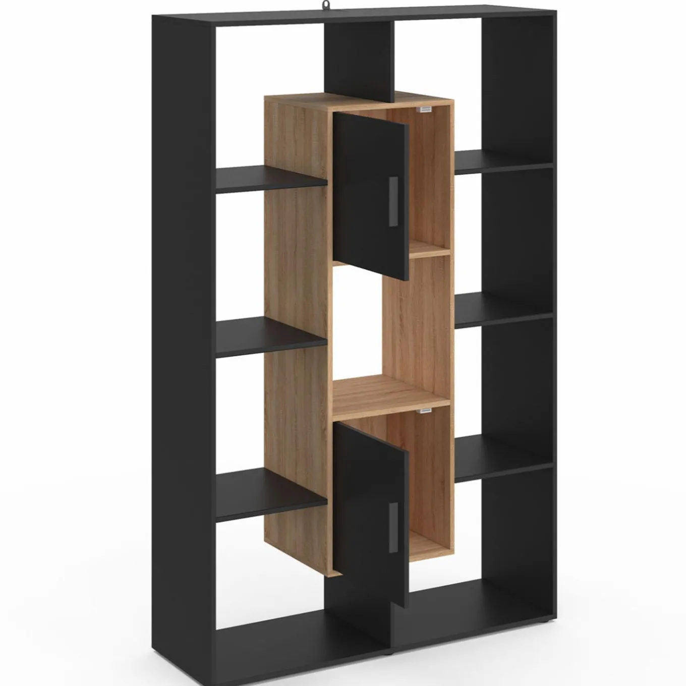 IDMarket Étagère bibliothèque 11 compartiments noir et effet bois* Collection Agencement Magasin|Collection Télétravail