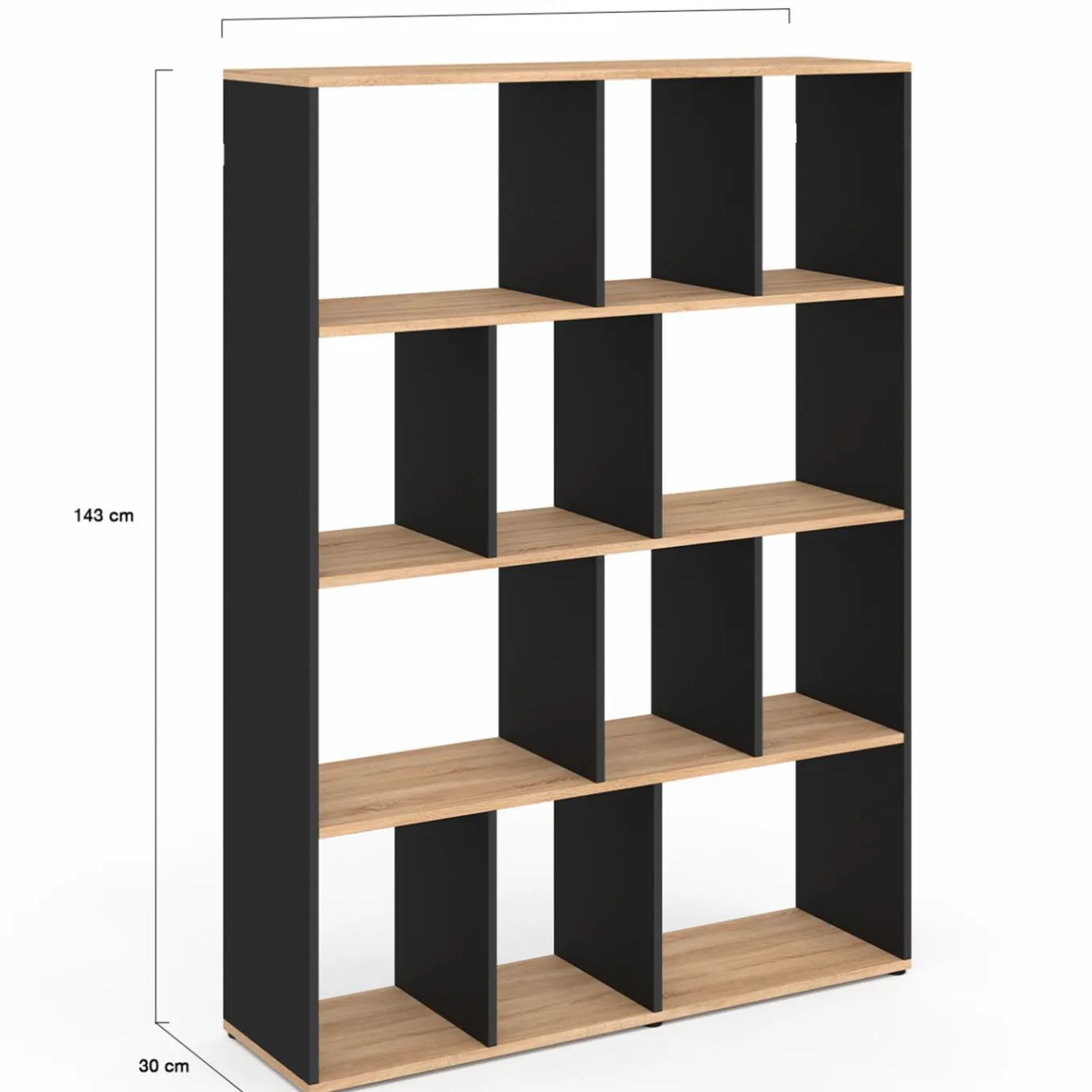 IDMarket Étagère bibliothèque 4 niveaux noir et effet bois 143 cm* Etagères