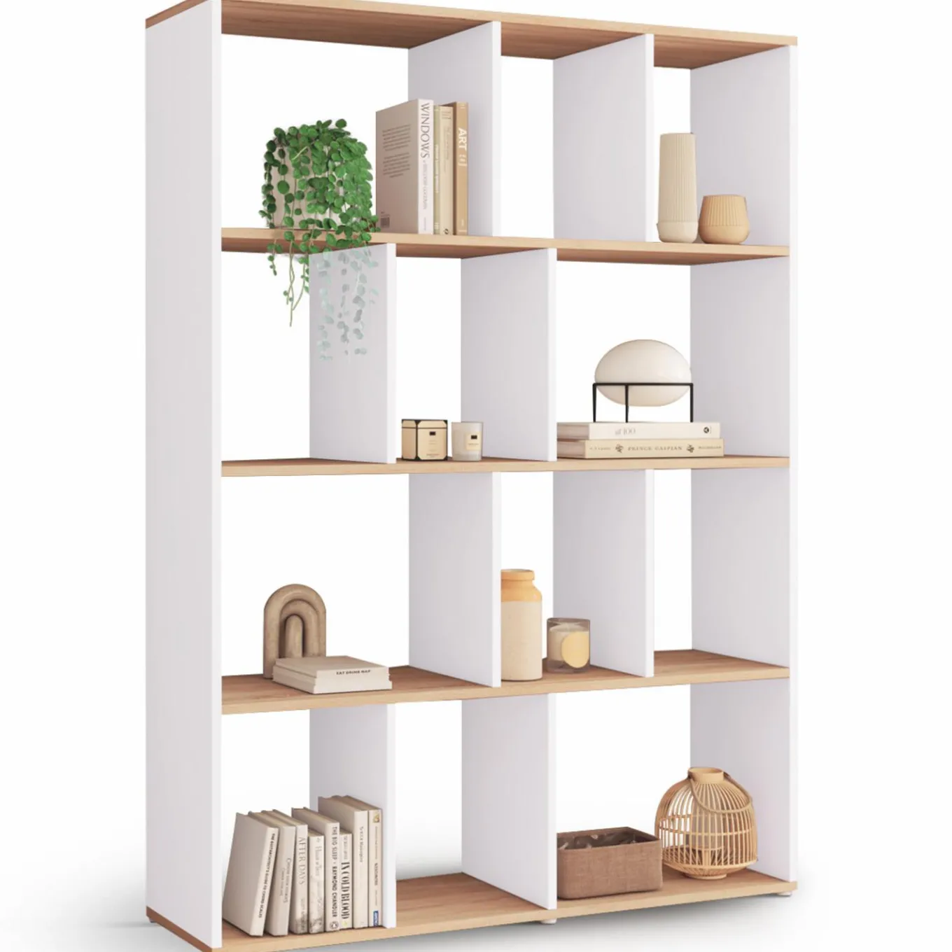 IDMarket Étagère bibliothèque 4 niveaux blanc et effet bois 143 cm* Etagères