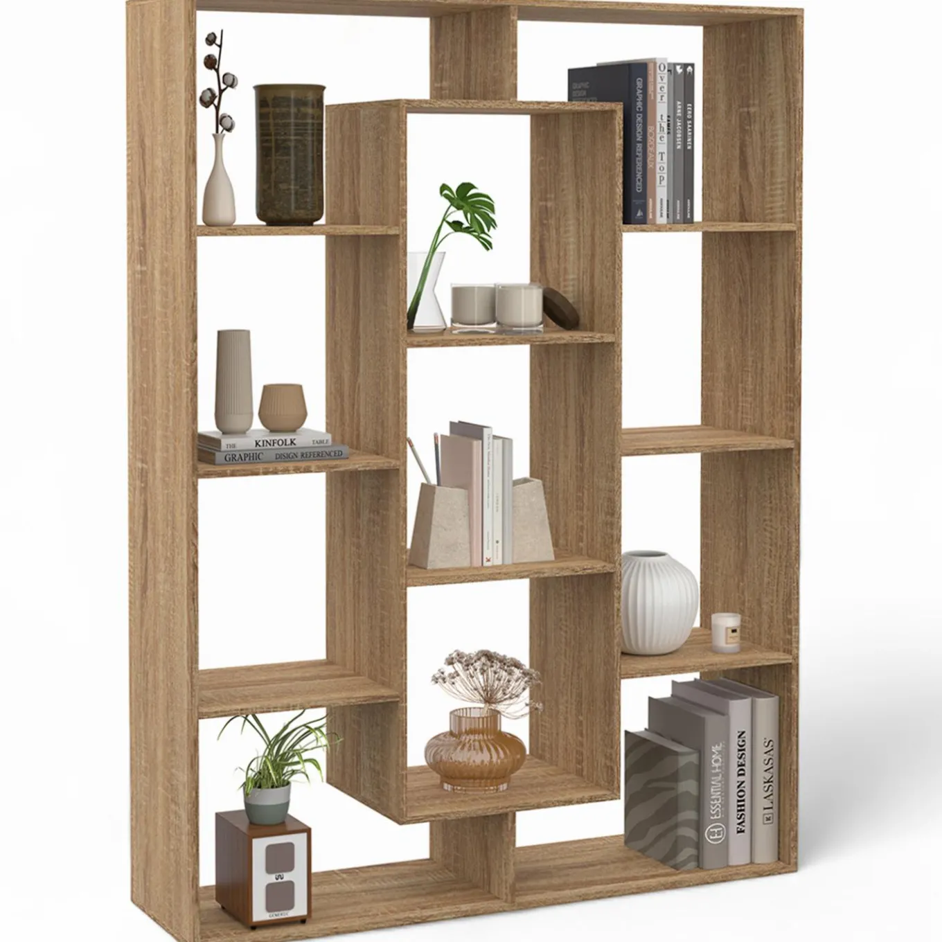 IDMarket Étagère bibliothèque avec 11 compartiments effet bois* Meubles Hauts|Meubles En Bois