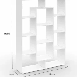 IDMarket Étagère bibliothèque blanche 143 cm 11 compartiments* Collection Design|Collection Agencement Magasin