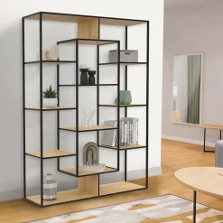 IDMarket Étagère bibliothèque bois et métal 143 cm 11 compartiments style industriel* Meubles Hauts|Meubles En Bois