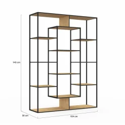 IDMarket Étagère bibliothèque bois et métal 143 cm 11 compartiments style industriel* Meubles Hauts|Meubles En Bois