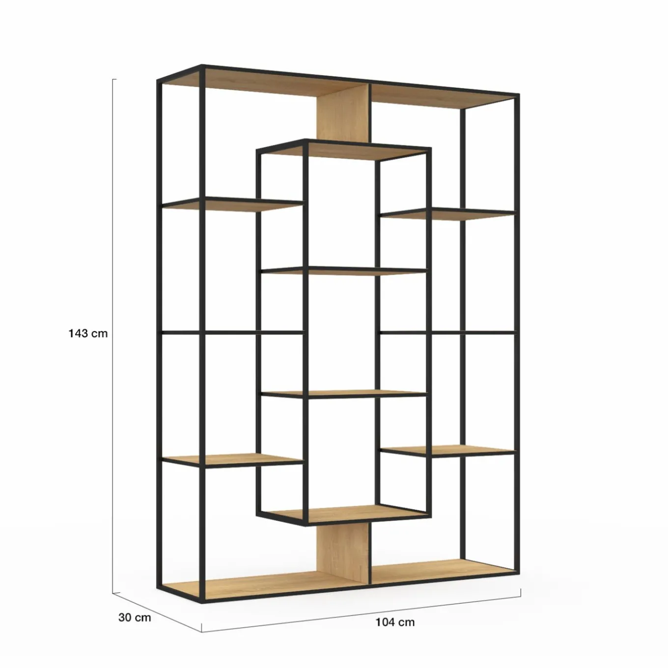 IDMarket Étagère bibliothèque bois et métal 143 cm 11 compartiments style industriel* Meubles Hauts|Meubles En Bois