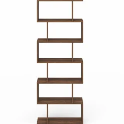 IDMarket Étagère bibliothèque en forme de S effet noyer 189 cm* Meubles Hauts|Meubles En Bois
