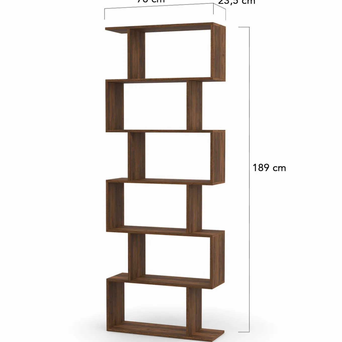 IDMarket Étagère bibliothèque en forme de S effet noyer 189 cm* Meubles Hauts|Meubles En Bois