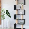 IDMarket Étagère bibliothèque en S 189cm bois façon hêtre et noir* Meubles Hauts|Meubles Blancs