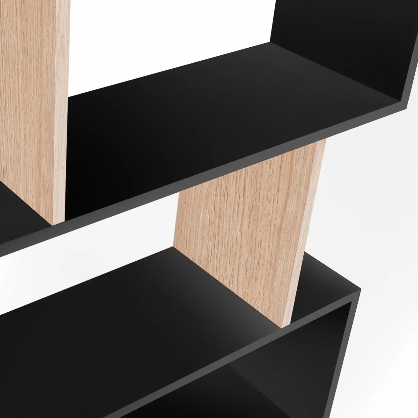 IDMarket Étagère bibliothèque en S 189cm bois façon hêtre et noir* Meubles Hauts|Meubles Blancs