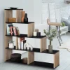 IDMarket Étagère bibliothèque forme escalier bois imitation hêtre et noir* Meubles Hauts|Meubles En Bois