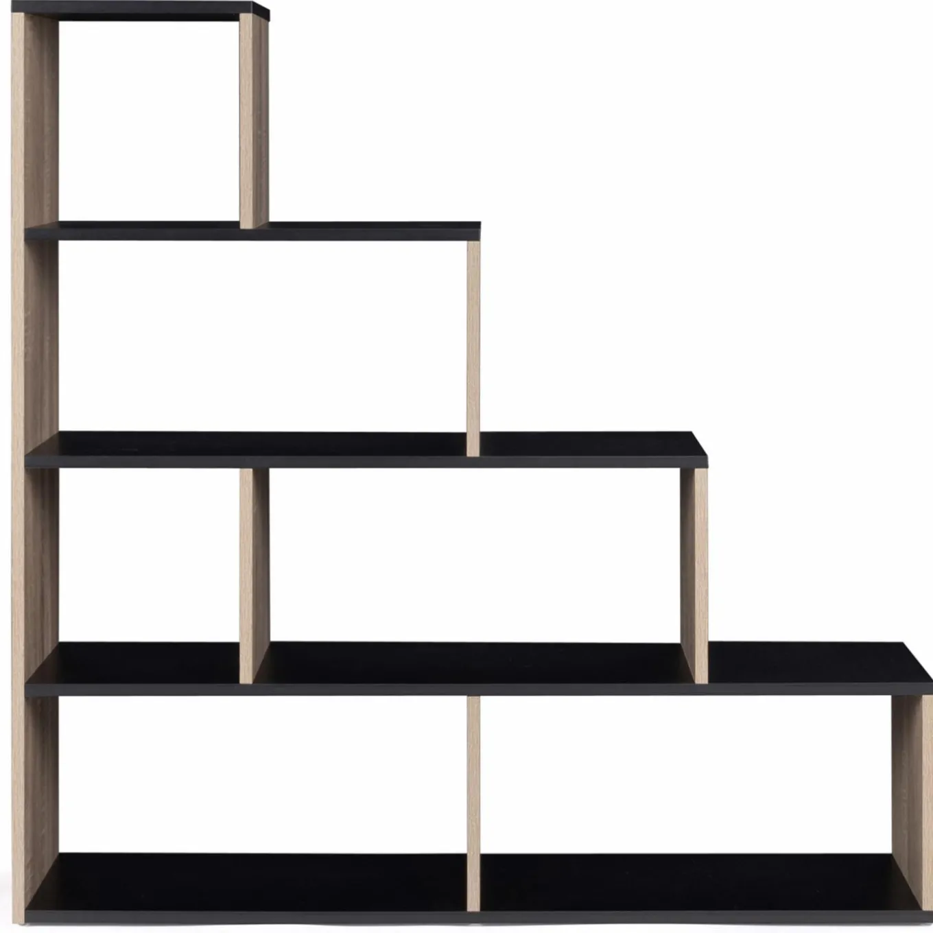 IDMarket Étagère bibliothèque forme escalier bois imitation hêtre et noir* Meubles Hauts|Meubles En Bois