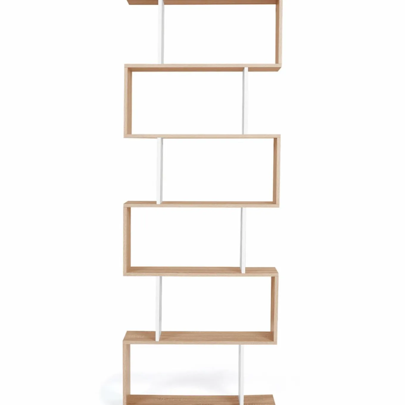 IDMarket Étagère blanc et bois en S 6 niveaux* Meubles Blancs|Meubles En Bois