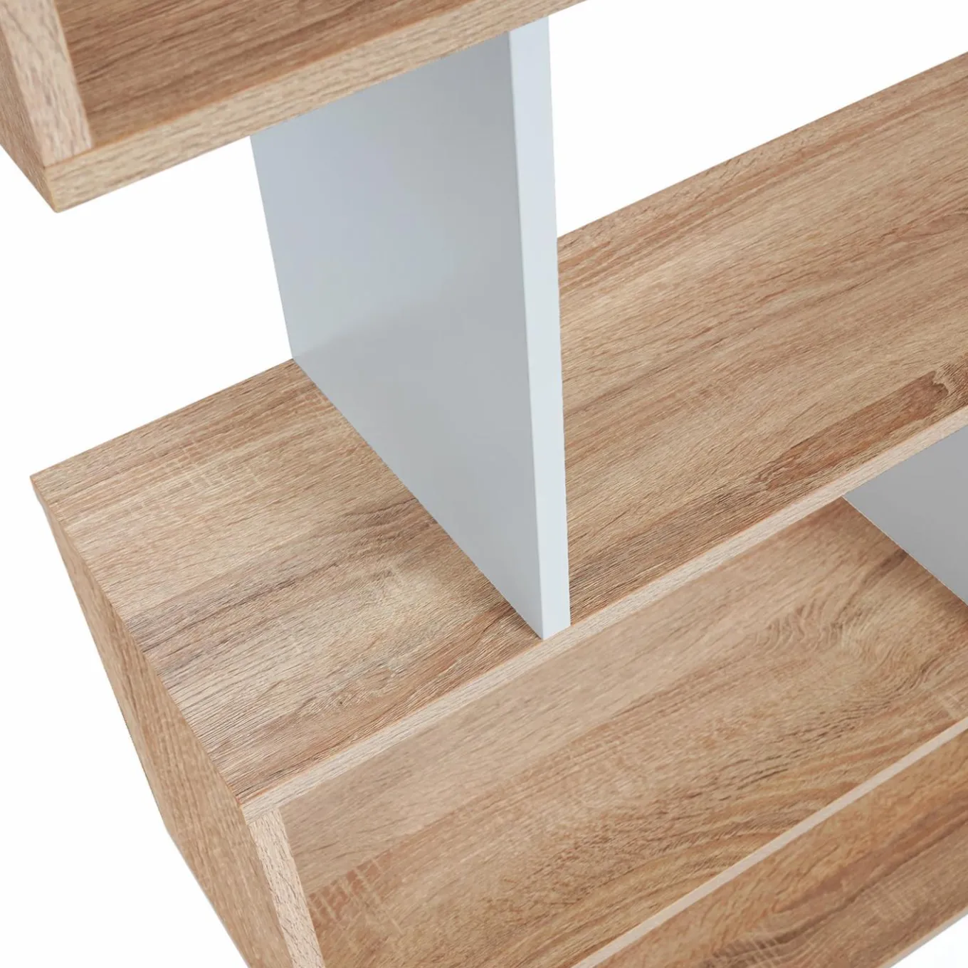 IDMarket Étagère blanc et bois en S 6 niveaux* Meubles Blancs|Meubles En Bois