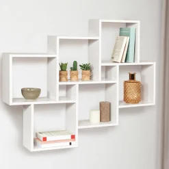 IDMarket Étagère blanche murale avec 8 cubes* Décoration Et Accessoires|Collection Agencement Magasin