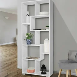 IDMarket Étagère de salon moderne en bois blanc* Meubles Bas|Meubles Blancs