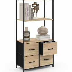 IDMarket Étagère design industriel avec tiroirs en tissu* Meubles Tiroirs|Meubles Hauts