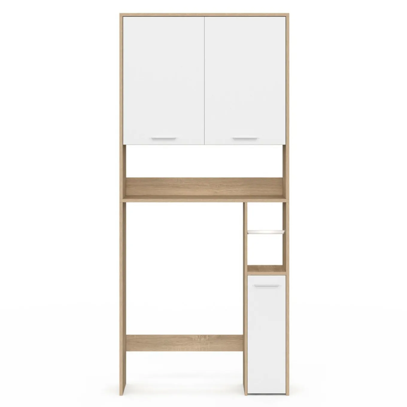 IDMarket Étagère dessus WC blanc et bois façon hêtre avec dévidoir à papier* Meubles Salle De Bain|Meubles Wc