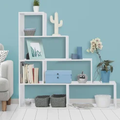 IDMarket Étagère escalier blanche* Meubles Blancs|Collection Télétravail