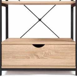 IDMarket Étagère industrielle bois et métal 5 niveaux avec tiroir* Meubles Tiroirs|Meubles Hauts