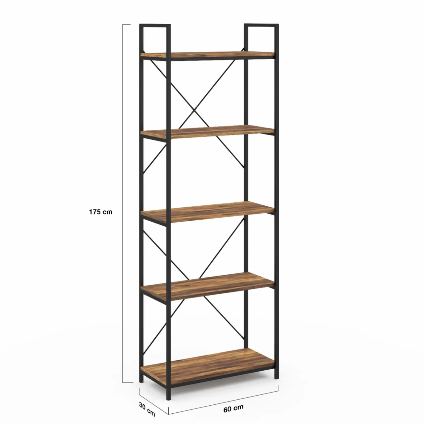 IDMarket Étagère industrielle effet vieilli 5 niveaux 170 cm* Meubles Hauts|Meubles En Bois