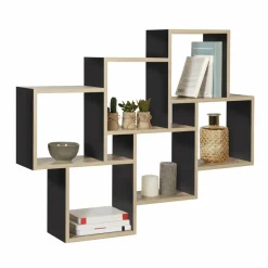IDMarket Étagère murale bois et noir double position* Etagères|Décoration Et Accessoires