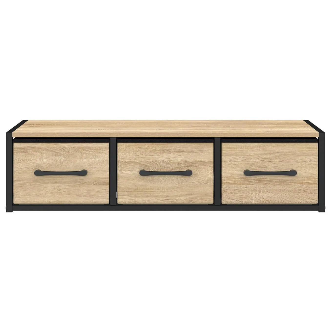 IDMarket Étagère murale console d'entrée 3 tiroirs design industriel* Meubles Noirs|Meubles En Bois
