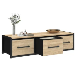 IDMarket Étagère murale console d'entrée 3 tiroirs design industriel* Meubles Noirs|Meubles En Bois