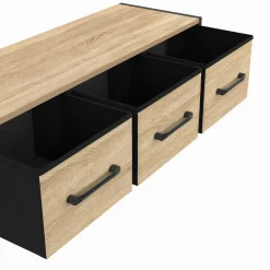 IDMarket Étagère murale console d'entrée 3 tiroirs design industriel* Meubles Noirs|Meubles En Bois