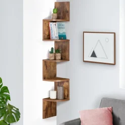 IDMarket Étagère murale d'angle 5 niveaux façon bois vieilli* Décoration Et Accessoires|Collection Contemporaine