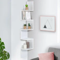 IDMarket Étagère murale d’angle 5 niveaux blanche* Décoration Et Accessoires|Collection Contemporaine