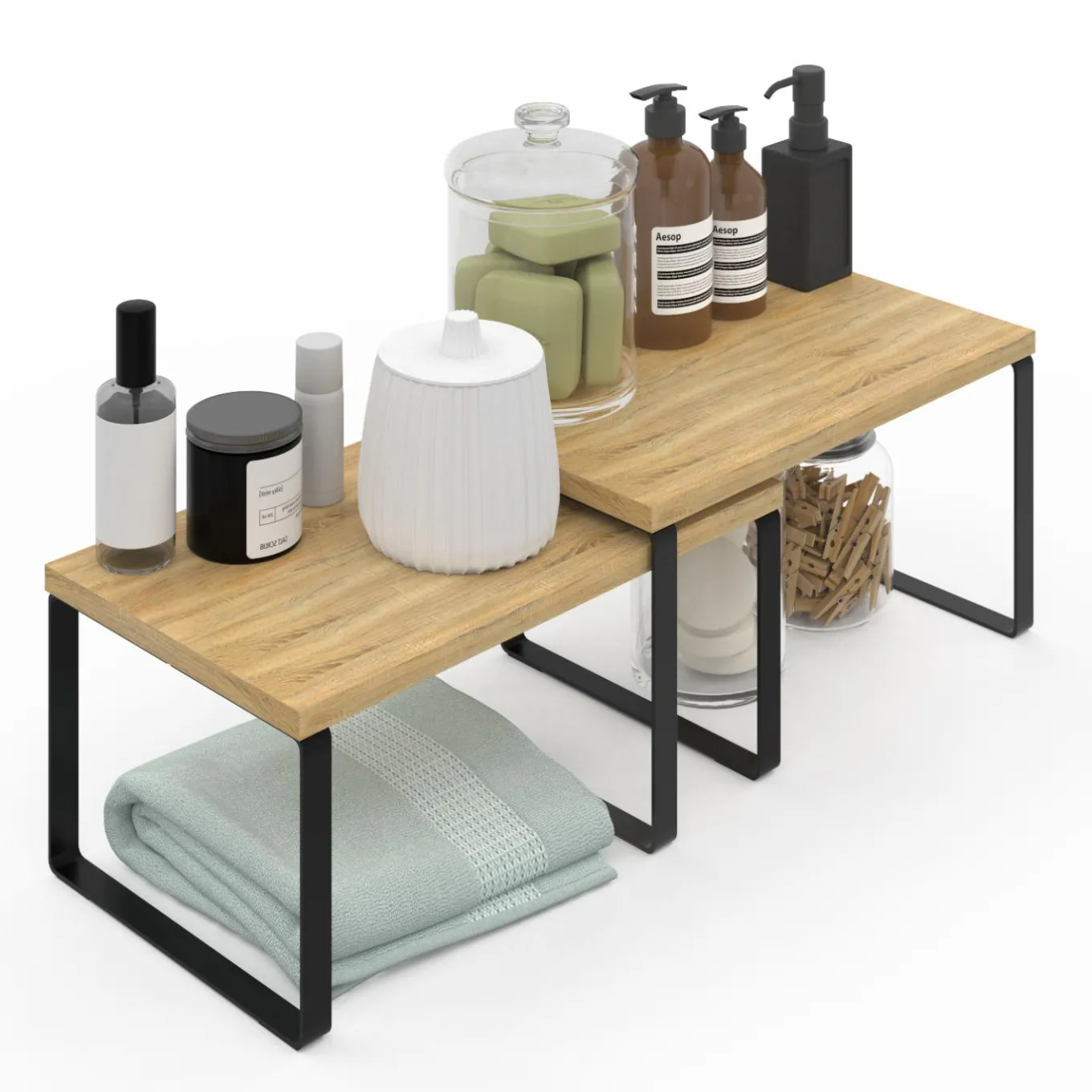 IDMarket Étagères de rangement pour placard : lot de 4* Accessoires Salle De Bain|Dessertes Et Éléments De Cuisine