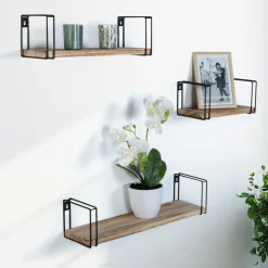 IDMarket Étagères murales style industriel en bois et métal noir* Décoration Et Accessoires|Collection Agencement Magasin