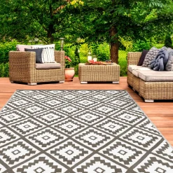 IDMarket Tapis d'extérieur pour terrasse couleur taupe* Revêtement Sol Extérieur